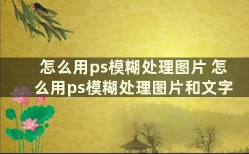 怎么用ps模糊处理图片 怎么用ps模糊处理图片和文字